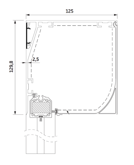 Dessin technique du coffre du store zip vertical