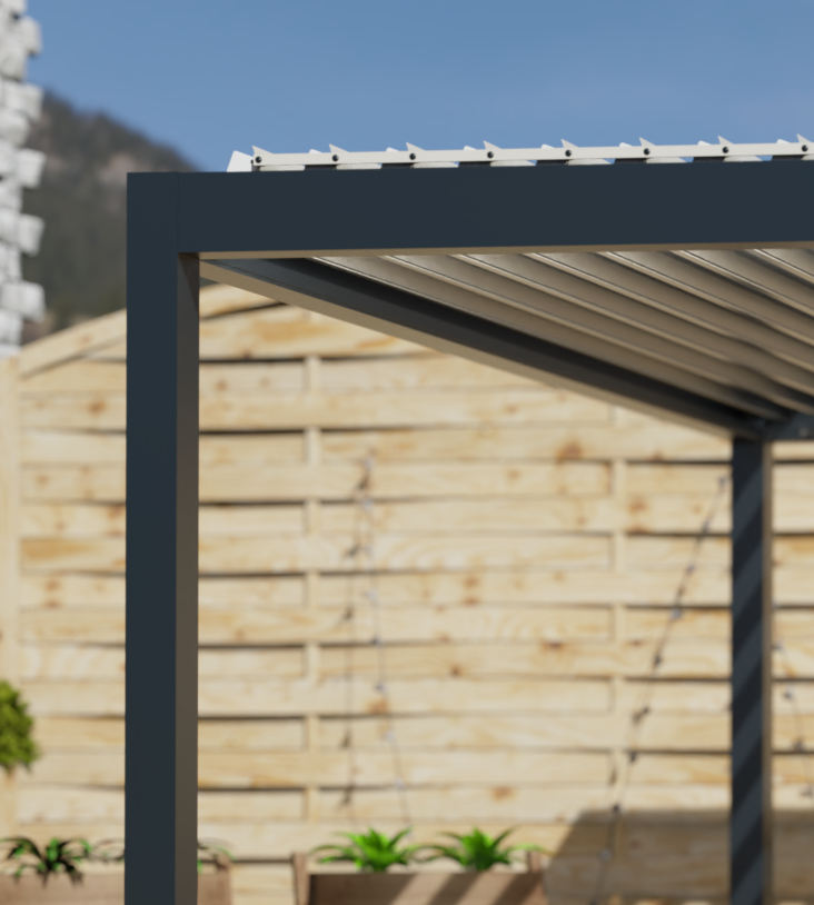 COUPE D'ANGLE PERGOLA BIOCLIMATIQUE GRIS ANTHRACITE