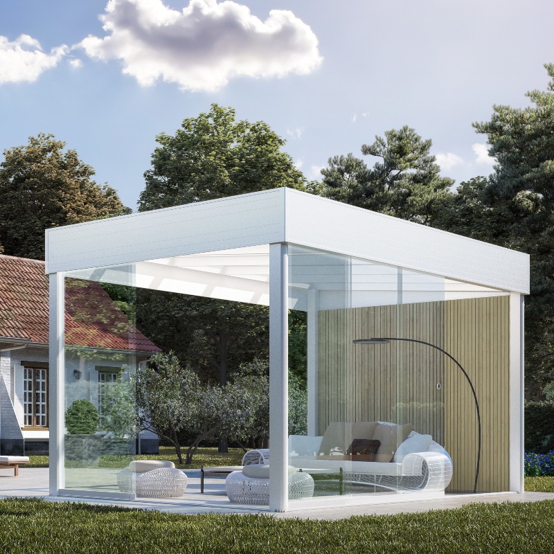 pergola toiture fixe autoportée blanche