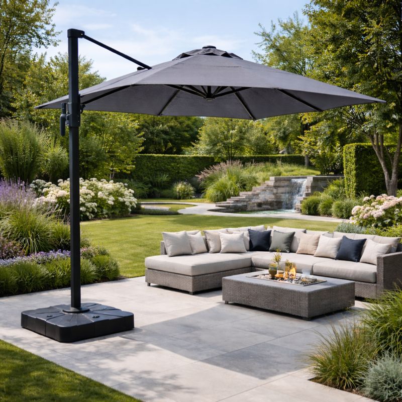 Parasol manuel déporté Carré d'Ombre toile 300gr/m²