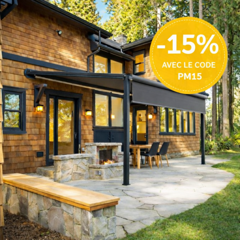 Pergola-store Priméra Max motorisée radio + lambrequin enroulable pose murale