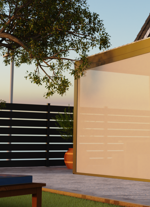 Store zip sur une pergola bioclimatique Lumera