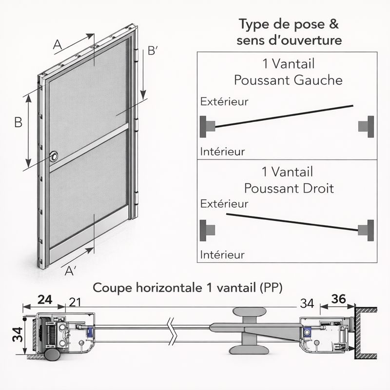 coupe porte battante moustiquaire